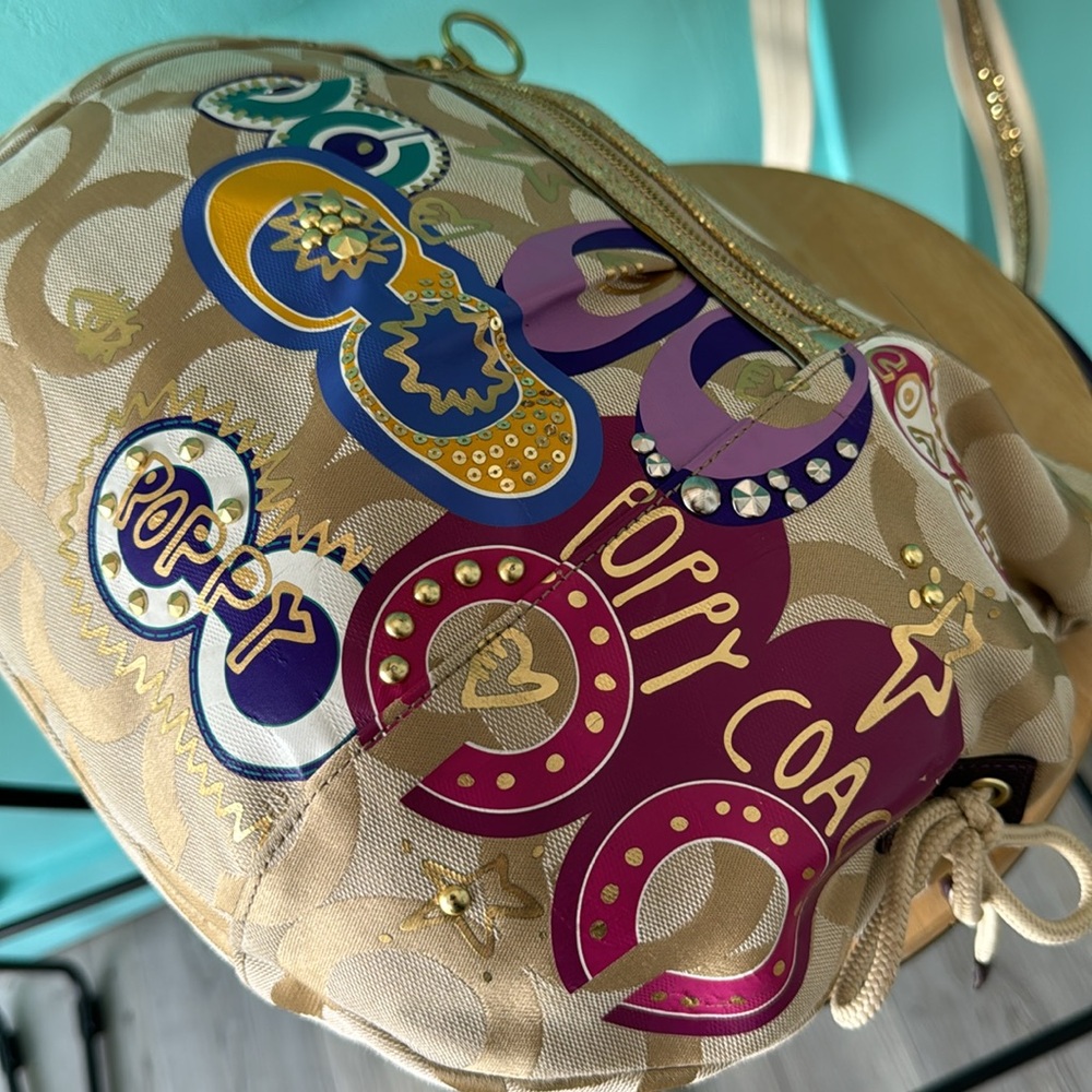 Coach Vintage Jazzy Poppy Glamour Signature Crossbody Hobo - Picture 11 of 16